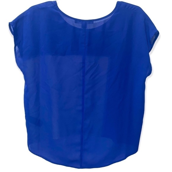 Forever 21 Geometric Patterned High Low Blouse Black White Blue Size Small - Picture 4 of 4